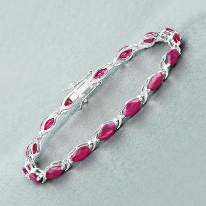 8.00 Carat Genuine Ruby 10K White Gold Bracelet by Bids.com