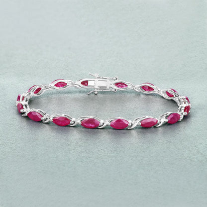 8.00 Carat Genuine Ruby 10K White Gold Bracelet by Bids.com