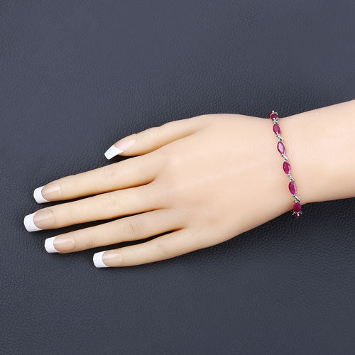 8.00 Carat Genuine Ruby 10K White Gold Bracelet by Bids.com
