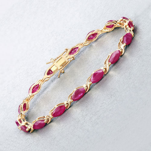 8.00 Carat Genuine Ruby 10K Yellow Gold Bracelet by Bids.com