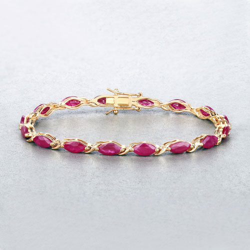 8.00 Carat Genuine Ruby 10K Yellow Gold Bracelet by Bids.com