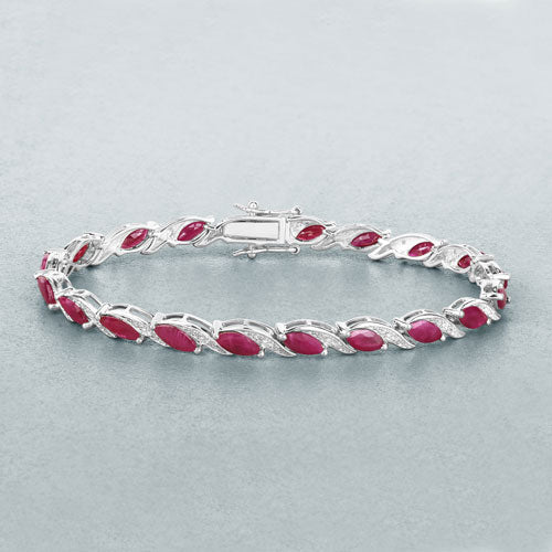 7.78 Carat Genuine Ruby and White Diamond 10K White Gold Bracelet by Bids.com