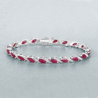7.78 Carat Genuine Ruby and White Diamond 10K White Gold Bracelet by Bids.com