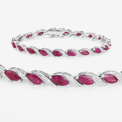 7.78 Carat Genuine Ruby and White Diamond 10K White Gold Bracelet by Bids.com