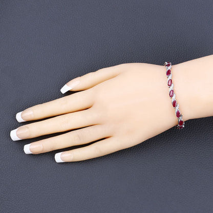 7.78 Carat Genuine Ruby and White Diamond 10K White Gold Bracelet by Bids.com
