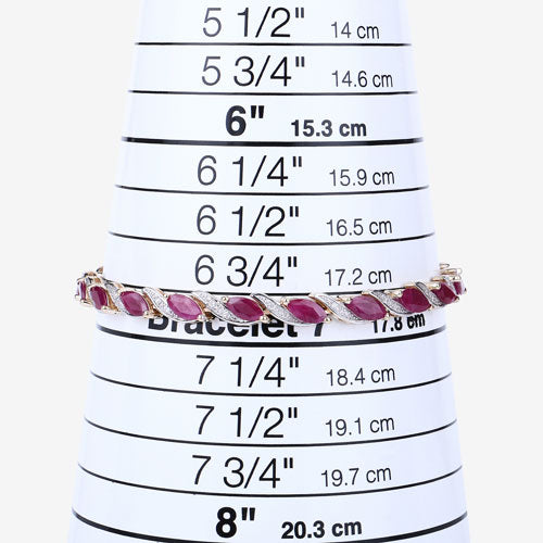 7.78 Carat Genuine Ruby and White Diamond 10K Yellow Gold Bracelet by Bids.com