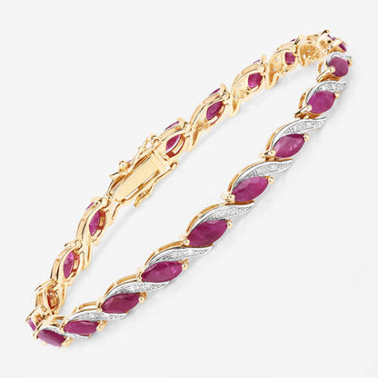 7.78 Carat Genuine Ruby and White Diamond 10K Yellow Gold Bracelet by Bids.com