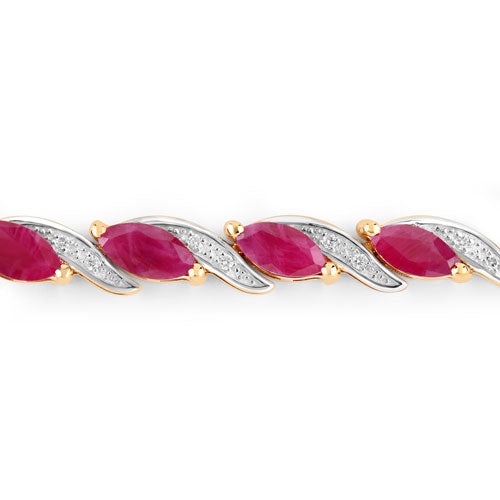 7.78 Carat Genuine Ruby and White Diamond 10K Yellow Gold Bracelet by Bids.com