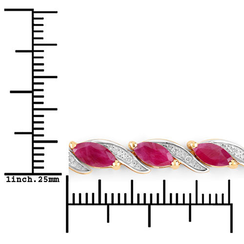 7.78 Carat Genuine Ruby and White Diamond 10K Yellow Gold Bracelet by Bids.com