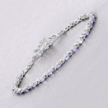 3.78 Carat Genuine Tanzanite .925 Sterling Silver Bracelet by Bids.com