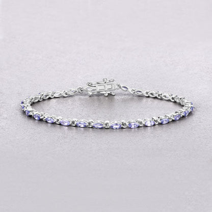 3.78 Carat Genuine Tanzanite .925 Sterling Silver Bracelet by Bids.com