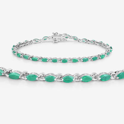 3.24 Carat Genuine Zambian Emerald .925 Sterling Silver Bracelet by Bids.com