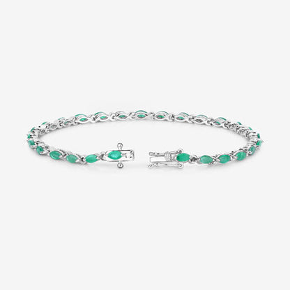 3.24 Carat Genuine Zambian Emerald .925 Sterling Silver Bracelet by Bids.com