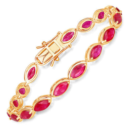 9.00 Carat Genuine Ruby 14K Yellow Gold Bracelet by Bids.com
