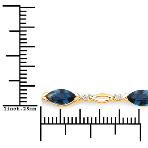 5.58 Carat Genuine Blue Sapphire and White Diamond 14K Yellow Gold Bracelet by Bids.com