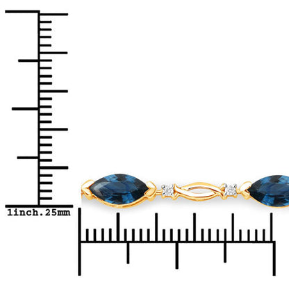5.58 Carat Genuine Blue Sapphire and White Diamond 14K Yellow Gold Bracelet by Bids.com