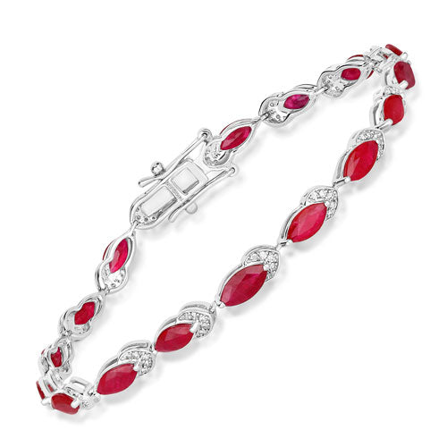 6.79 Carat Genuine Ruby and White Diamond 14K White Gold Bracelet by Bids.com