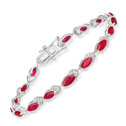 6.79 Carat Genuine Ruby and White Diamond 14K White Gold Bracelet by Bids.com