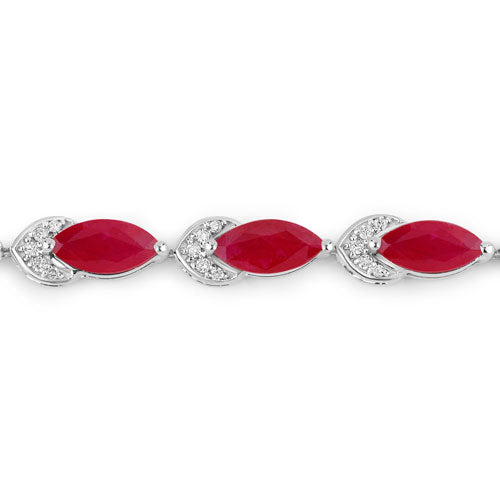 6.79 Carat Genuine Ruby and White Diamond 14K White Gold Bracelet by Bids.com