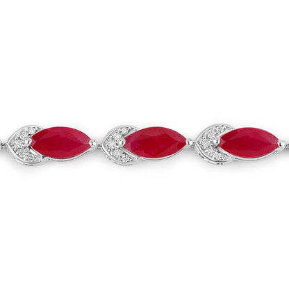 6.79 Carat Genuine Ruby and White Diamond 14K White Gold Bracelet by Bids.com