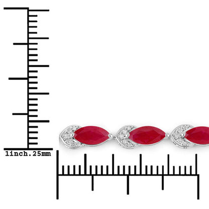 6.79 Carat Genuine Ruby and White Diamond 14K White Gold Bracelet by Bids.com