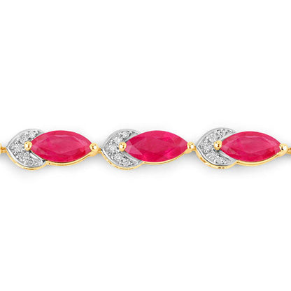 6.79 Carat Genuine Ruby and White Diamond 14K Yellow Gold Bracelet by Bids.com