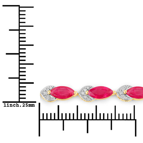 6.79 Carat Genuine Ruby and White Diamond 14K Yellow Gold Bracelet by Bids.com