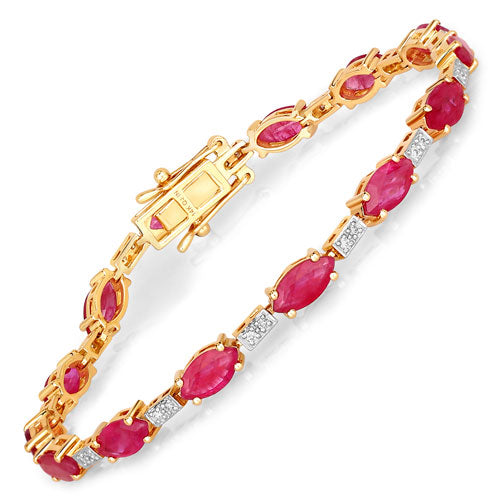 7.22 Carat Genuine Ruby and White Diamond 14K Yellow Gold Bracelet by Bids.com