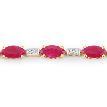 7.22 Carat Genuine Ruby and White Diamond 14K Yellow Gold Bracelet by Bids.com