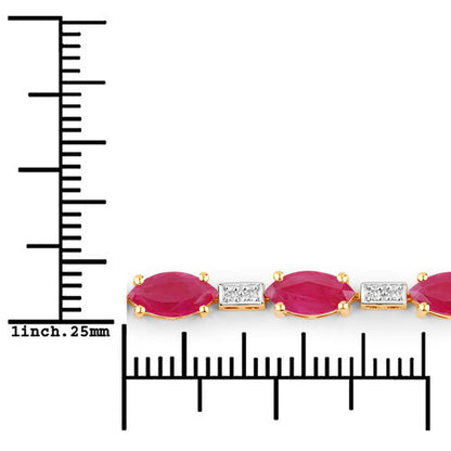 7.22 Carat Genuine Ruby and White Diamond 14K Yellow Gold Bracelet by Bids.com