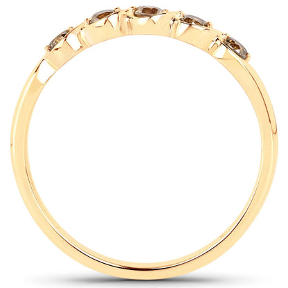 0.19 Carat Genuine Champagne Diamond 14K Yellow Gold Ring (I1-I2)  DestGlow