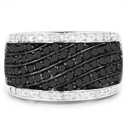 0.79 Carat Genuine Black Diamond and White Diamond .925 Sterling Silver Ring by Bids.com