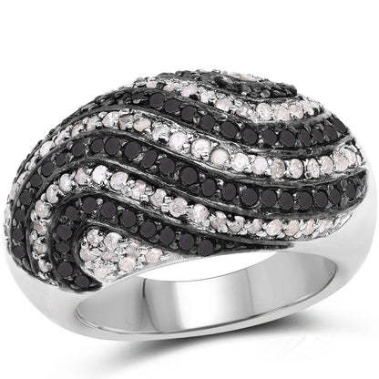 1.26 Carat Genuine Black Diamond and White Diamond .925 Sterling Silver Ring by Bids.com