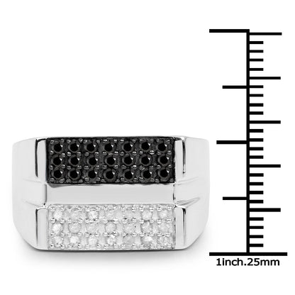 0.64 Carat Genuine Black Diamond and White Diamond .925 Sterling Silver Ring by Bids.com