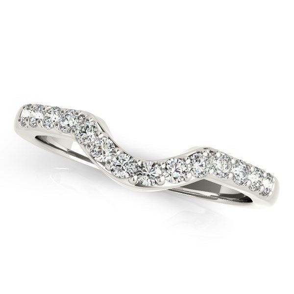 14k White Gold Pave Set Diamond Curved Wedding Band (1/4 cttw) by Bids.com