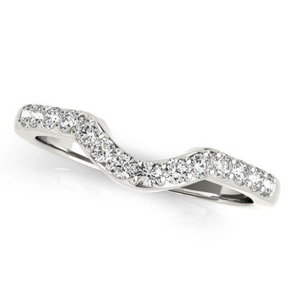 14k White Gold Pave Set Diamond Curved Wedding Band (1/4 cttw) by Bids.com