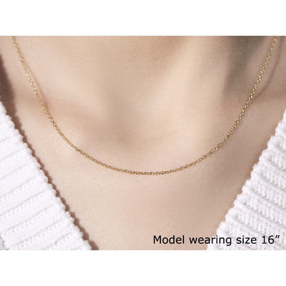 14k Yellow Gold Faceted Cable Link Chain 1.3mm by Bids.com