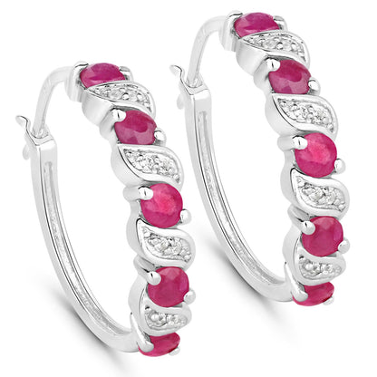 1.38 Carat Genuine Ruby and White Topaz .925 Sterling Silver Earrings  DestGlow