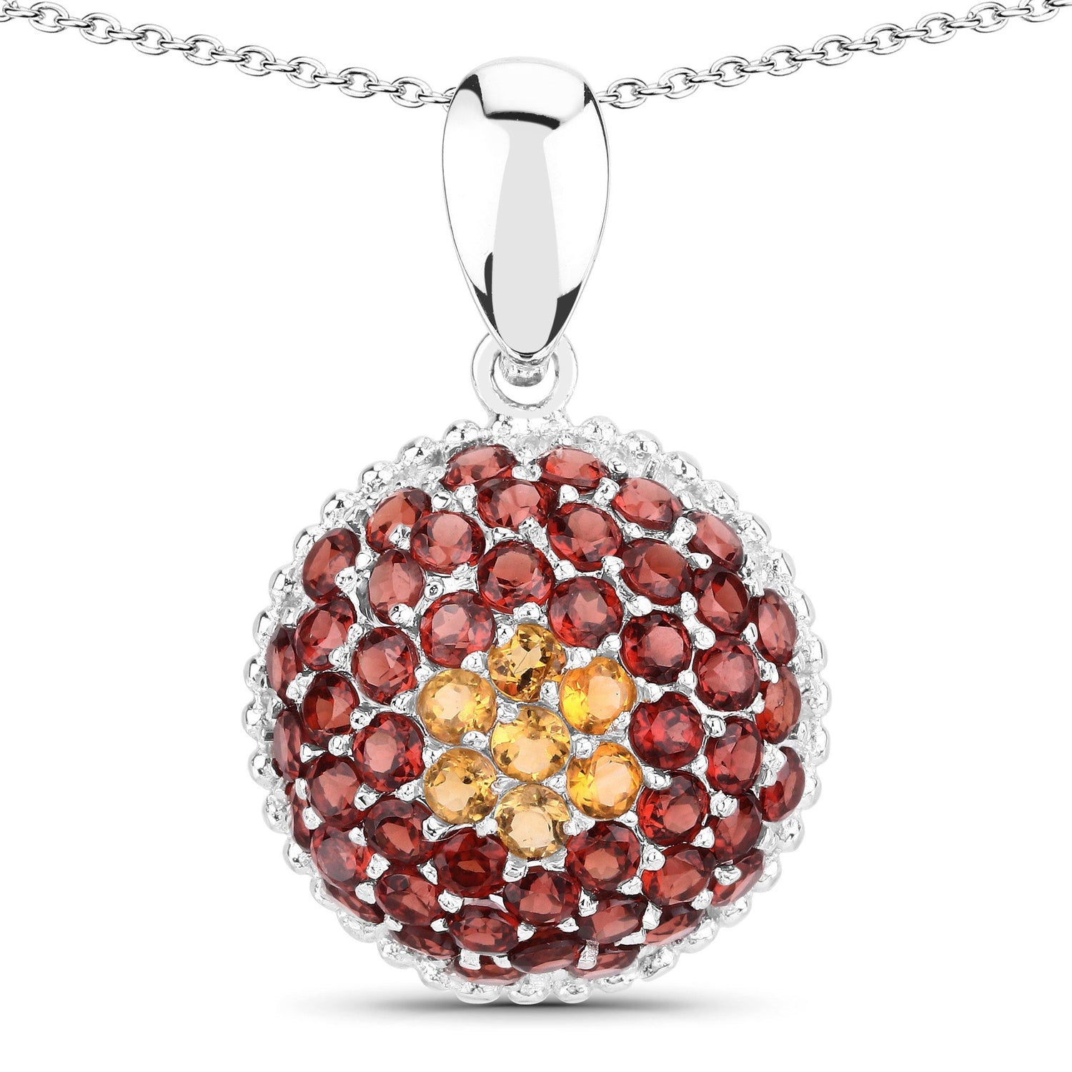 4.57 Carat Genuine Citrine and Garnet .925 Sterling Silver Pendant by Bids.com
