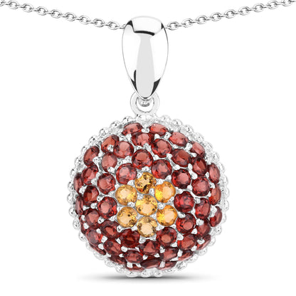 4.57 Carat Genuine Citrine and Garnet .925 Sterling Silver Pendant by Bids.com