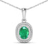 1.50 Carat Genuine Zambian Emerald and White Diamond 14K White Gold Pendant by Bids.com