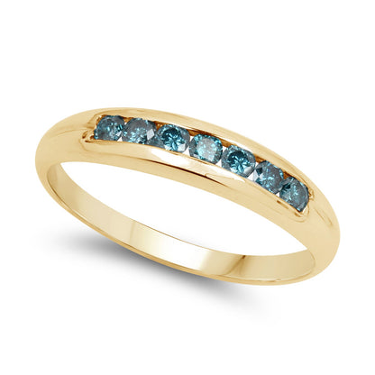 14K Yellow Gold Plated 0.35 Carat Genuine Blue Diamond .925 Sterling Silver Ring by Bids.com