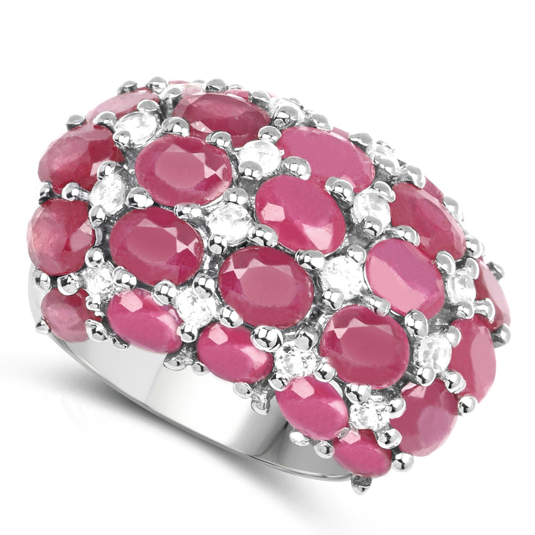 8.54 Carat Glass Filled Ruby and White Topaz .925 Sterling Silver Ring by Bids.com