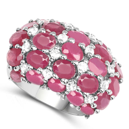 8.54 Carat Glass Filled Ruby and White Topaz .925 Sterling Silver Ring by Bids.com