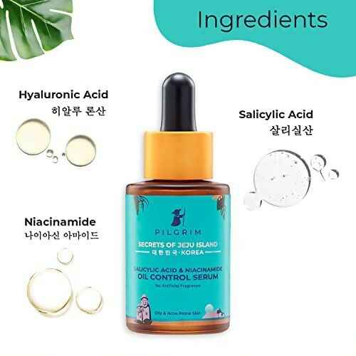 Pilgrim 2% Salicylic Acid + 3% Niacinamide Oil Control Serum For Oily &amp; Acne-Prone Skin - Korean Skin Care