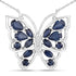2.94 Carat Genuine Blue Sapphire and White Zircon .925 Sterling Silver Necklace  DestGlow
