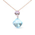 18K White and Rose Gold Round Diamond Accent and Round Rose De France Pink Amethyst and Cushion Cut Sky Blue Topaz Dangle Drop 18" Pendant Necklace (G-H Color, SI1-SI2 Clarity) by Bids.com