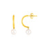 14k Yellow Gold Half Hoop Earrings with Pearls by Bids.com