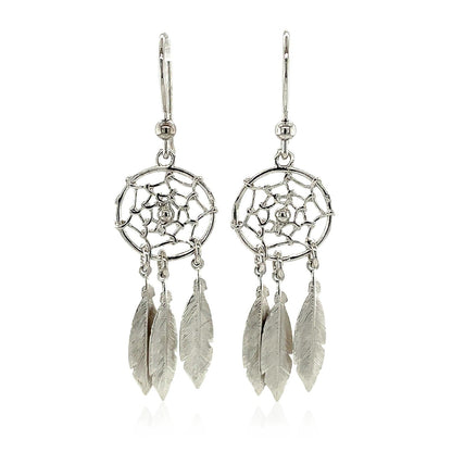 Sterling Silver Dream Catcher Dangle Earrings by Bids.com