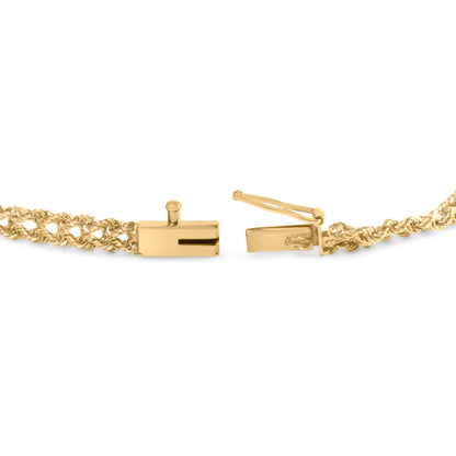 10K Yellow Gold 1/4 Cttw Round-Cut Diamond Basket Weave Rope Chain Style 7" Bracelet (H-I Color, I1-I2 Clarity) by Bids.com